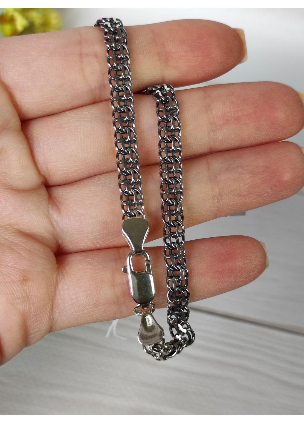 Браслет мужской серебряный Бисмарк с чернением 5 мм 19 см No Brand (364965192)