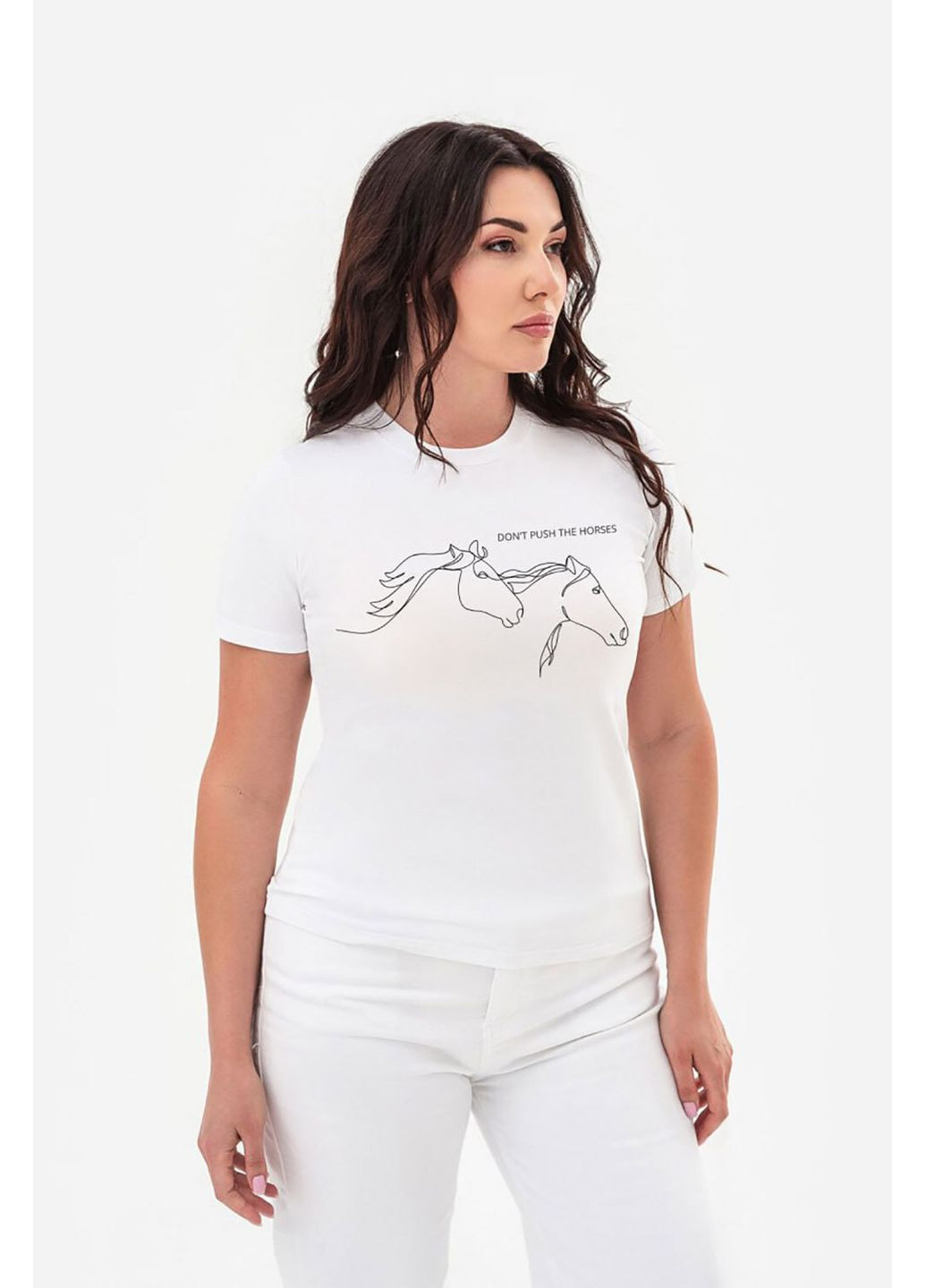 Футболка "Don't push the horses" Белая Garne - (350619866)
