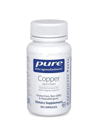 Мідь (глицинат), Copper (glycinate),, 60 капсул (PE00069) Pure Encapsulations (266799270)