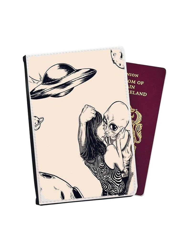 Портмоне - Обложка на паспорт, автодокументы с отсеками Инопланетянин #021 Черный No Brand (317550602)