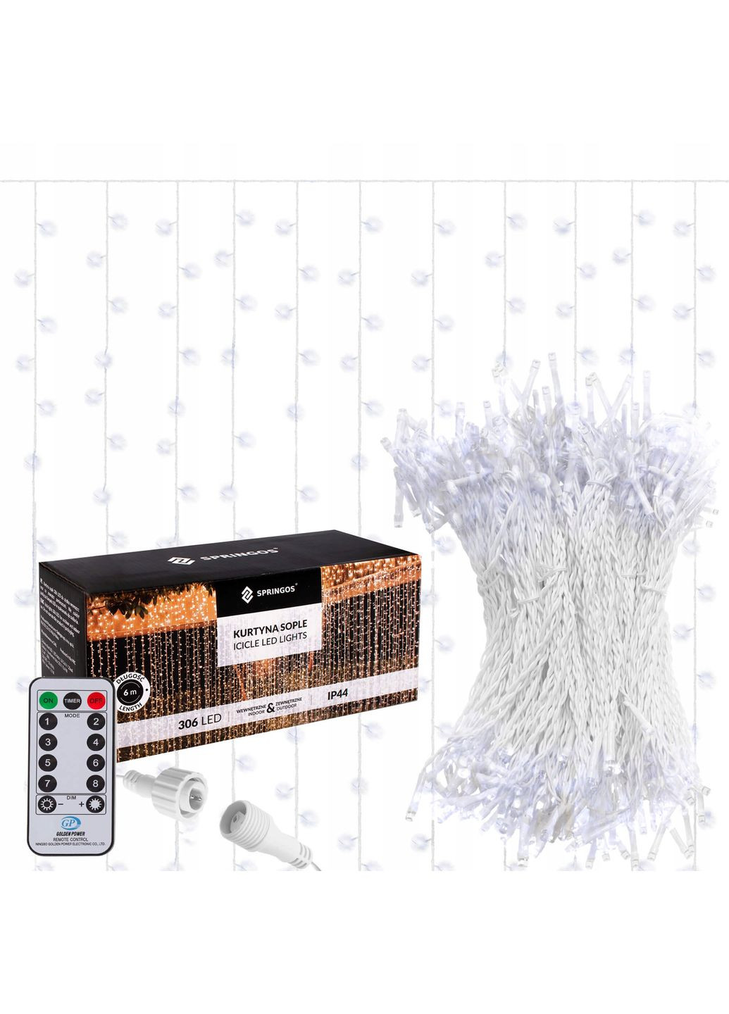 Гірлянда бахрома вулична (зовнішня) 3 x 3 м 306 LED Pilot Cold White Springos CL4000 (344588884)