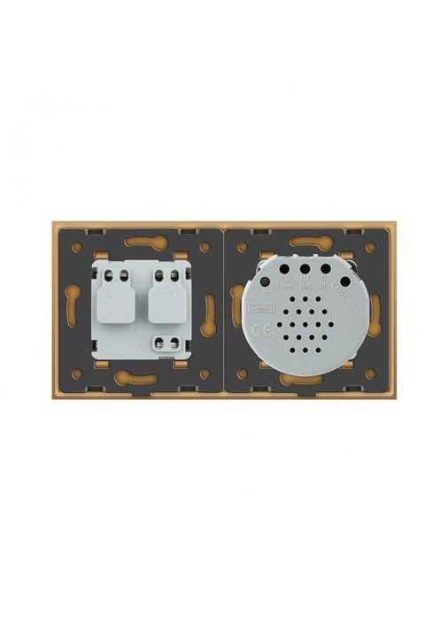Бесконтактный выключатель 1 сенсор 1 розетка золото стекло (VL-C701/C7C1EU-PRO-13) Livolo (370984995)