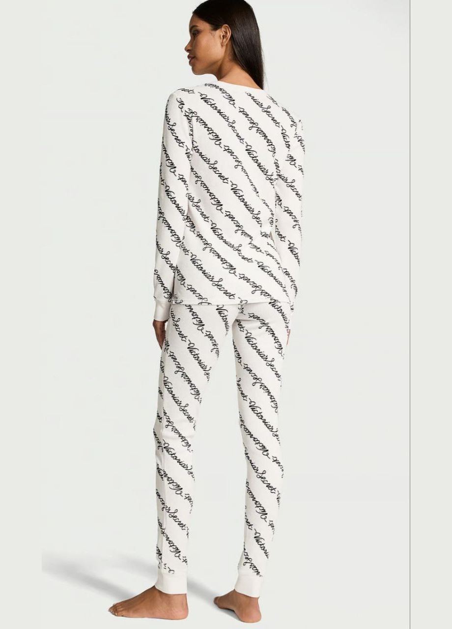 Белая всесезон термо фланелевая пижама (м) лонгслив + брюки Victoria's Secret