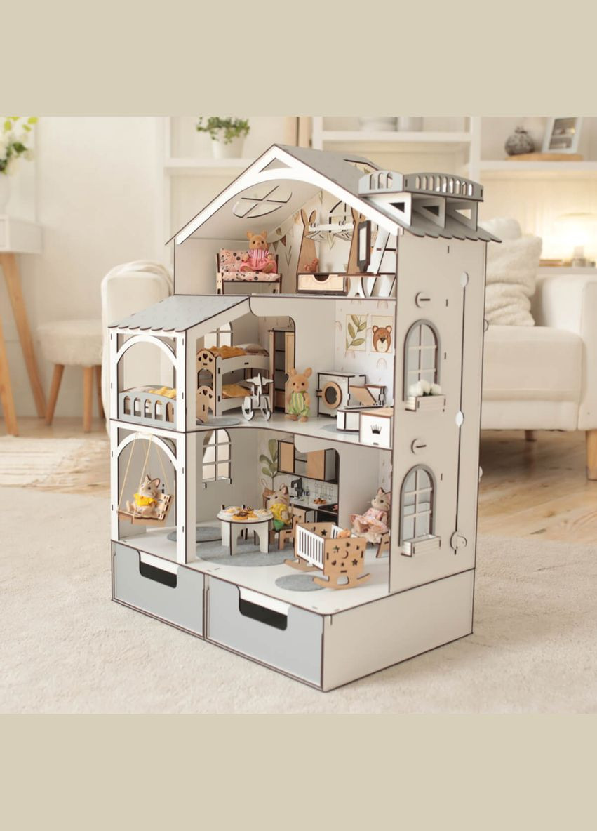 Кукольный домик Смарт Хаус с лифтом и ящиками для ЛОЛ с мебелью Eco (kdl011oe) NestWood (303632963)