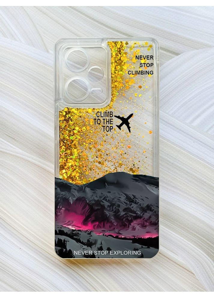 Чохол з плаваючими золотими блискітками на Xiaomi Redmi Note 12 Pro Plus Піднімись на вершину (принт 419) Creative (370169940)