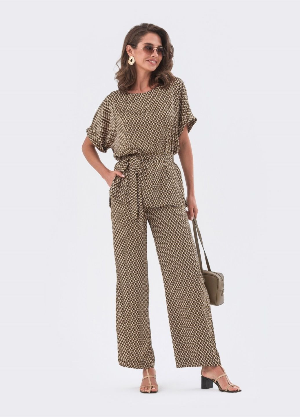 принтований костюм з брюками та блузкою бежевий Dressa (293486221)