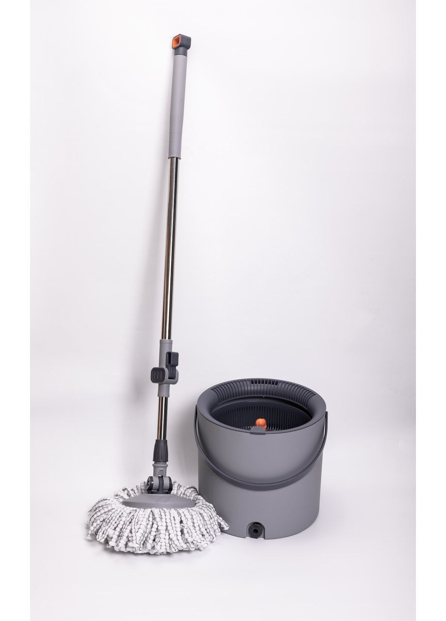 Набір для прибирання з круглою телескопічною шваброю з мікрофібри та відром із віджимом для підлоги HP-35015-22 Household (372155164)