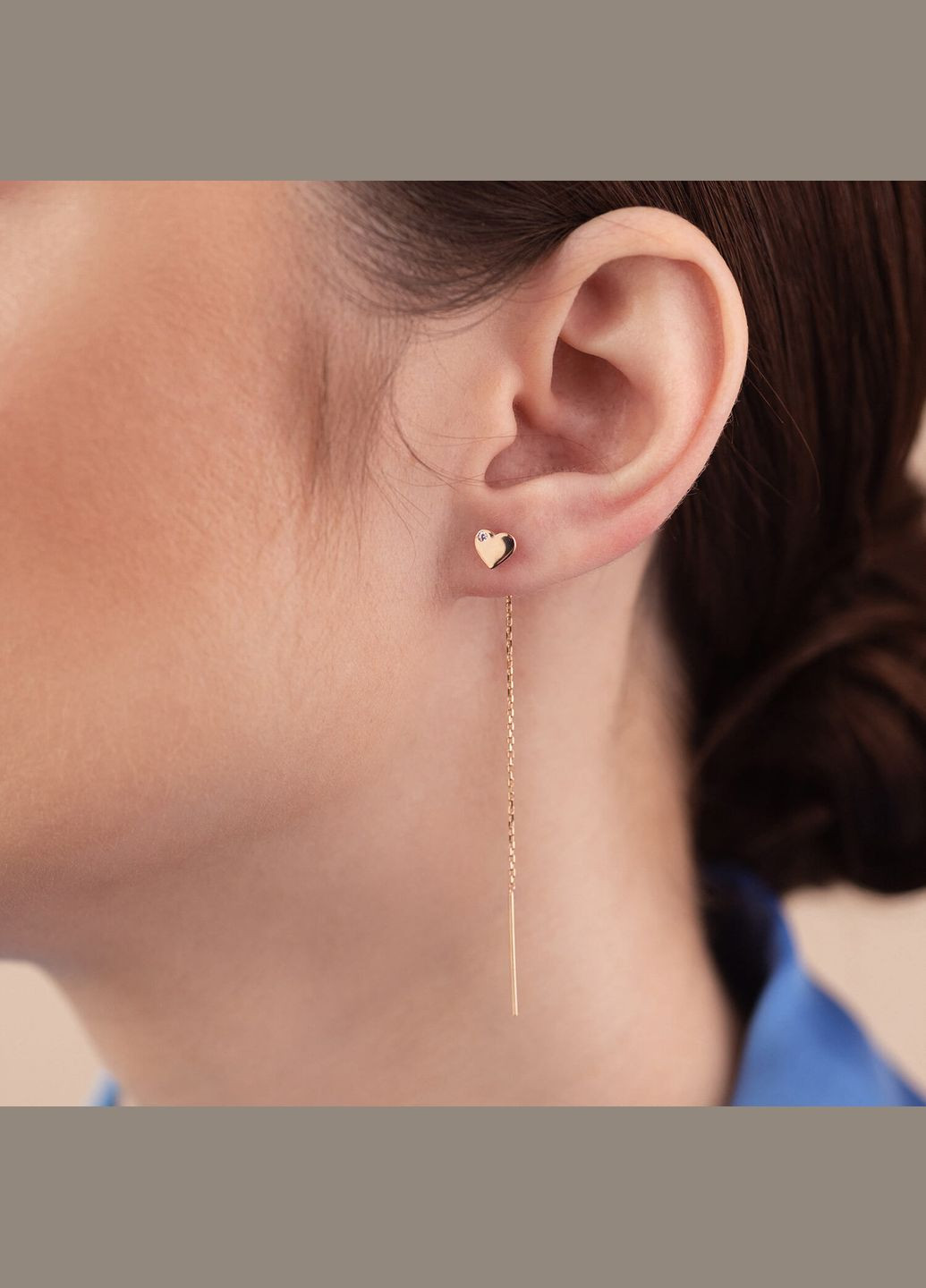 Золоті сережки - протяжки Сердечки з фіанітами с08256 Oniks (266790564)