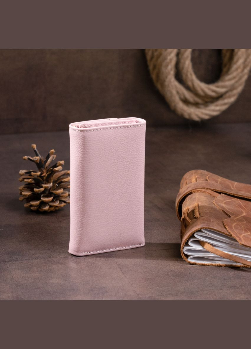 Женская ключница-кошелек на кнопке с отделением для купюр и монет розовая (sku_19227) No Brand (328218619)