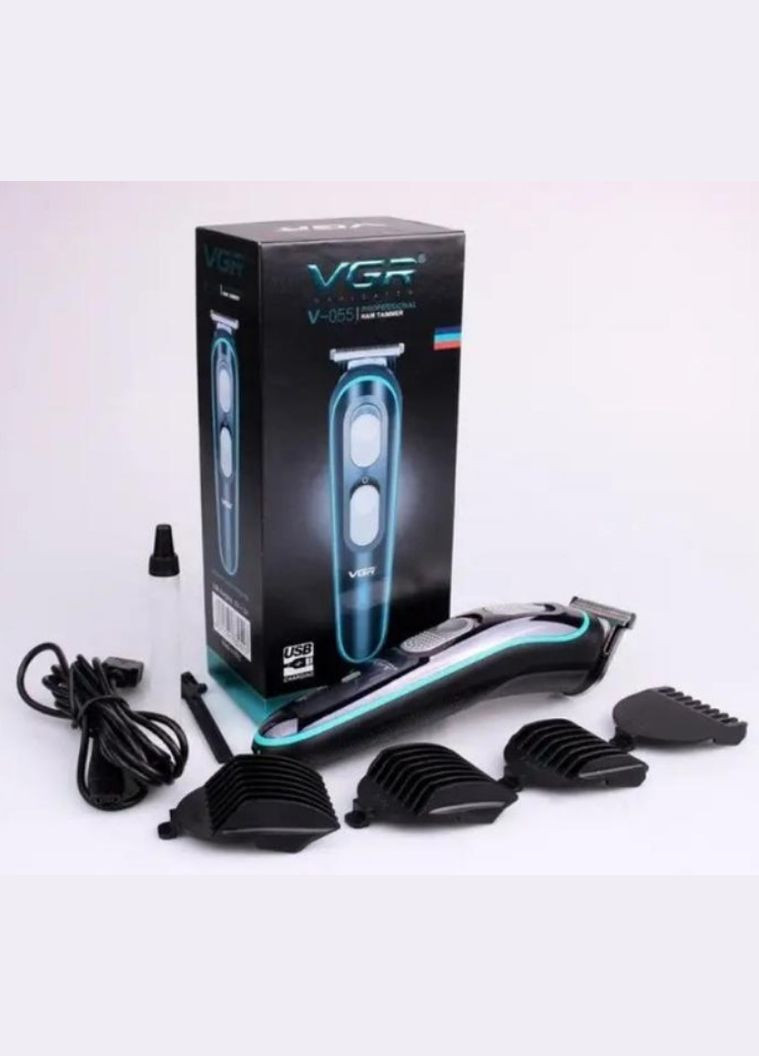 Машинка для стрижки акумуляторна 10 Вт 500 мАг чорна з насадками (2390000057) VGR V-055 (351363103)