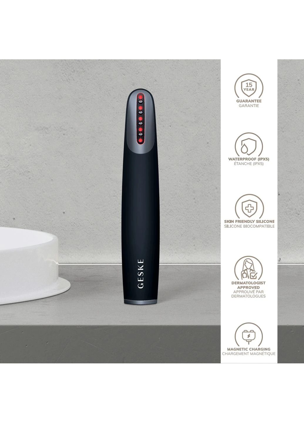 Пристрій для зміцнення і тонізації шкіри обличчя Skin Firming Wand 7 в 1, black GESKE (386485594)