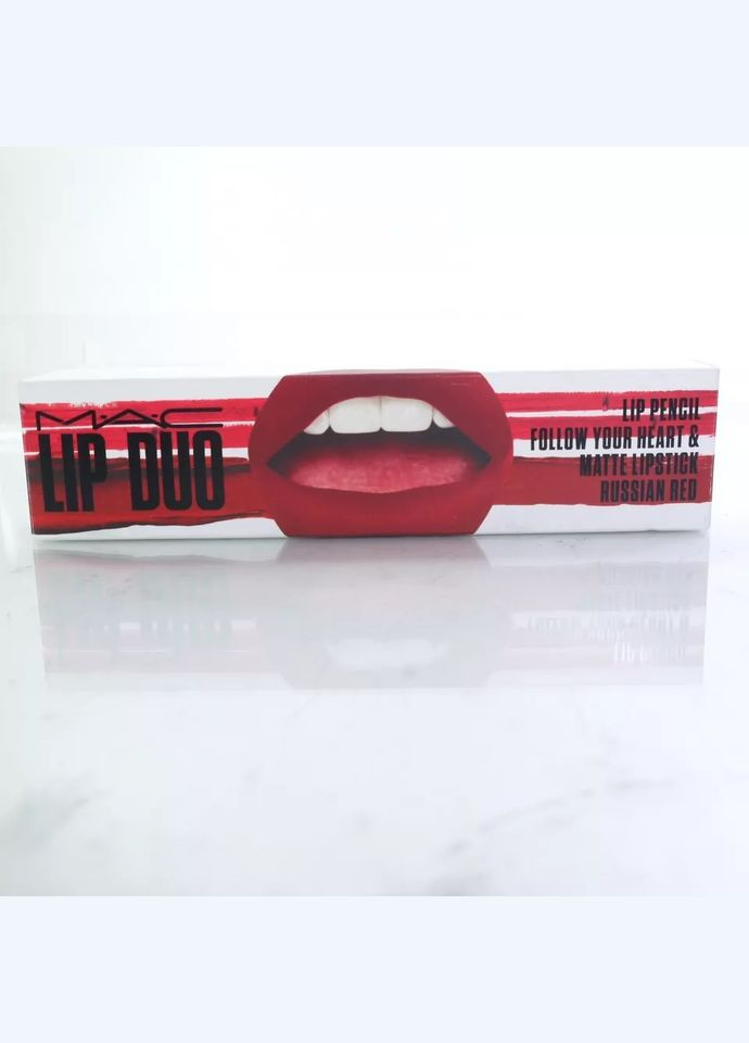 Набор для губ Lip Duo (карандаш Pencil Follow Your Heart 1,45 г и помада Matte Lipstick Ukrainian Red 3 г) MAC (294635634)