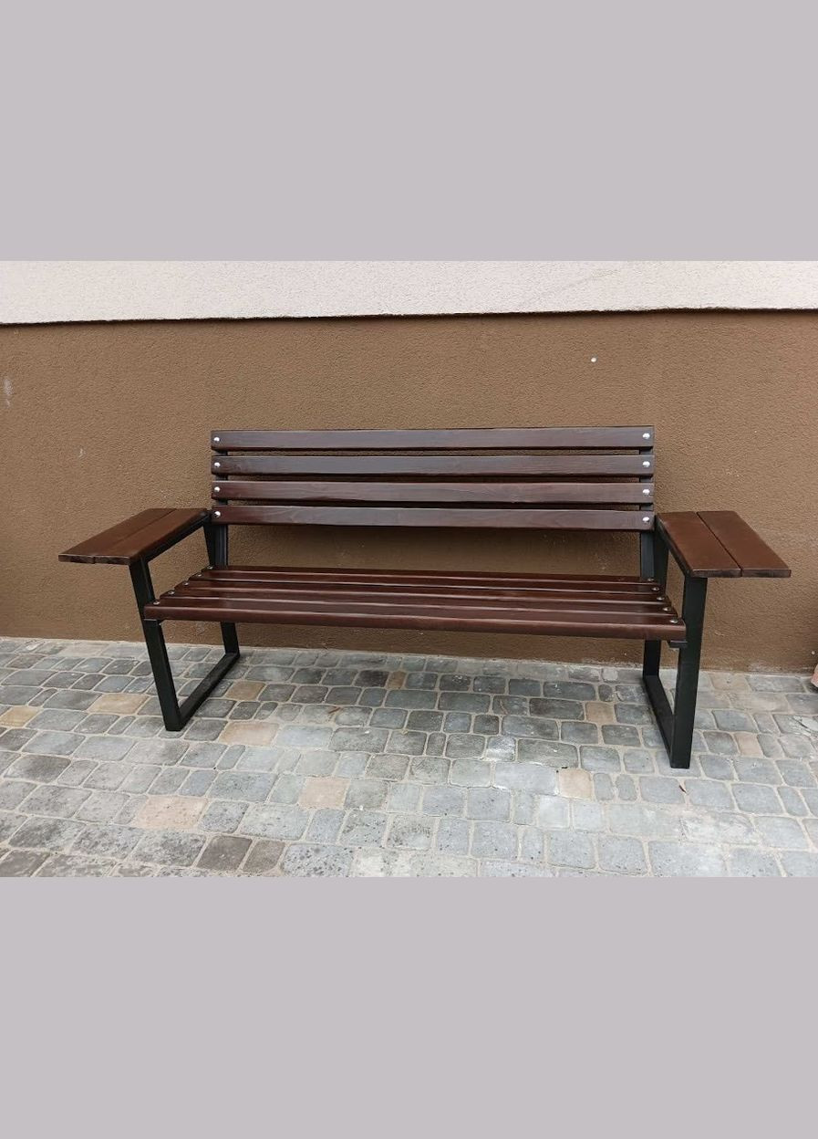 Скамейка лофт со спинкой и столиком-подлокотниками 130 см цвет орех No Brand (335682400)