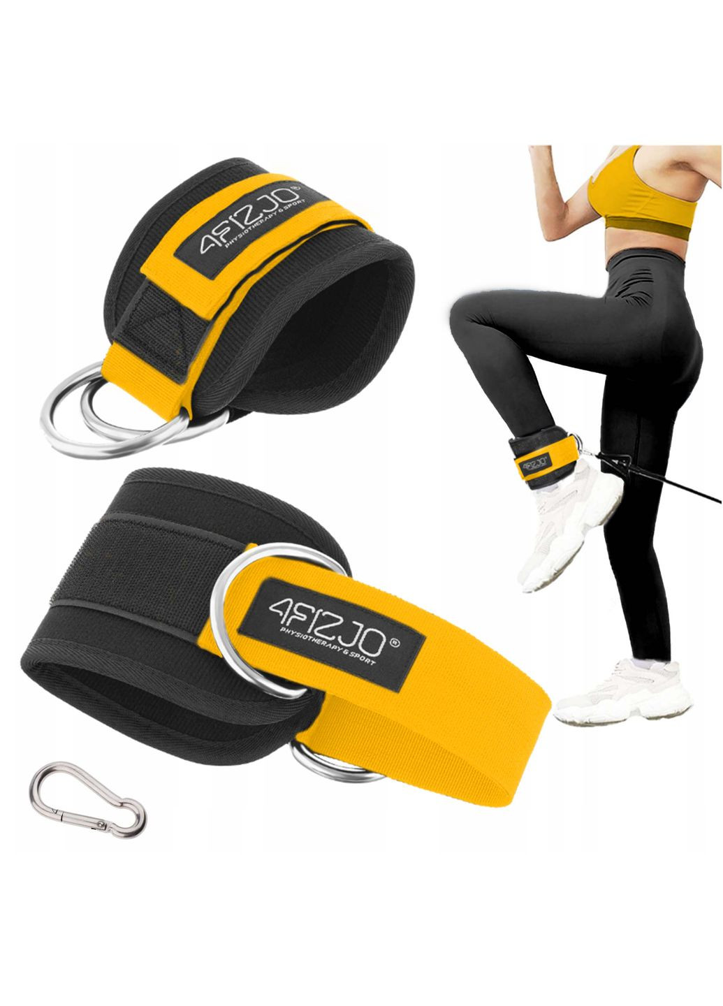 Манжети для тяги Ankle Strap 2 шт Black/Orange (P-5907739314826) 4FIZJO (301733286)