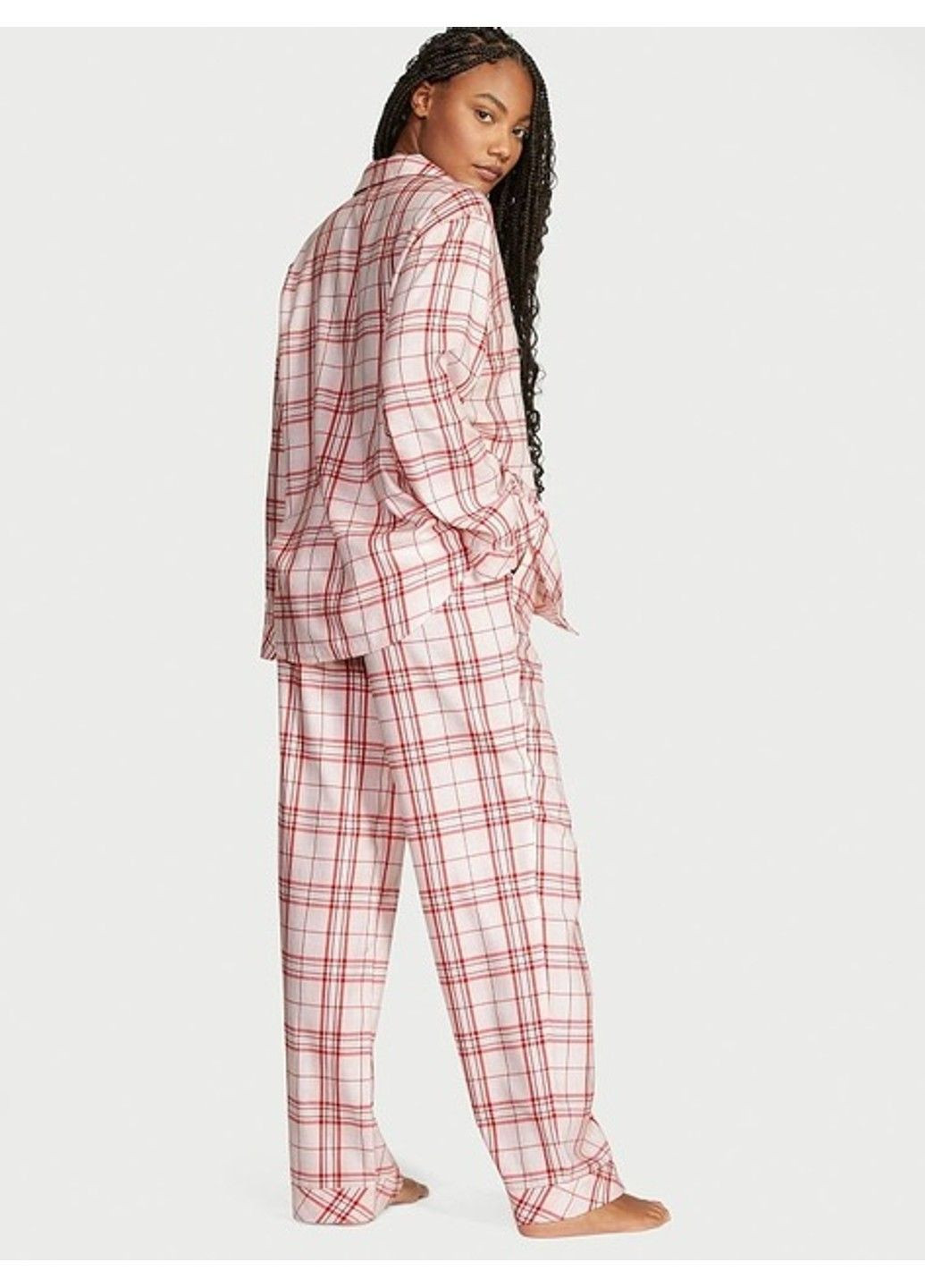 Рожева всесезон піжама фланель flannel short pajama set Victoria's Secret