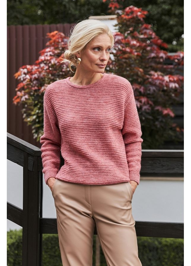 Рожевий зимовий жіночий напівпрозорий теплий джемпер із вовни (2910) Triko Bakh