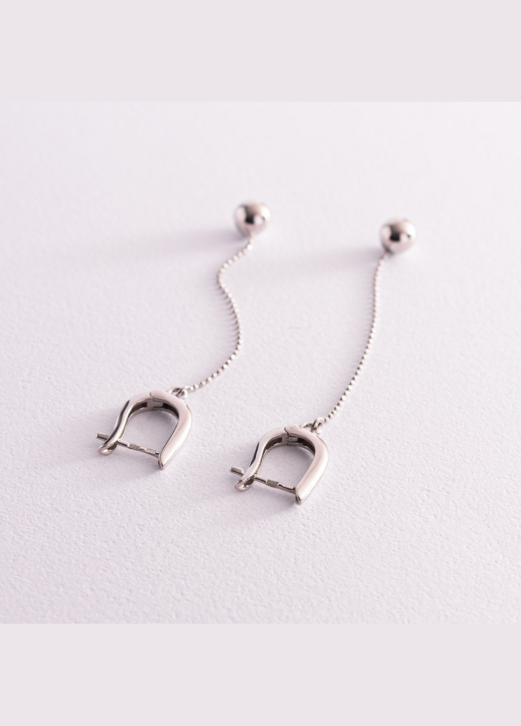 Срібні сережки Кульки на ланцюжку 123150 Oniks (264025244)