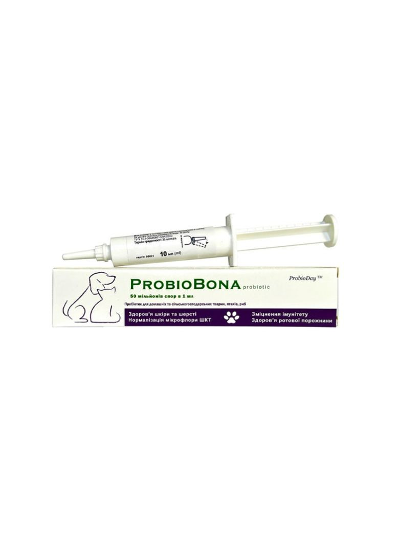 ProbioBona Пробиотик жидкий для кошек, собак, грызунов, пчел и других животных в шприце 10 мл Probioday (278309353)