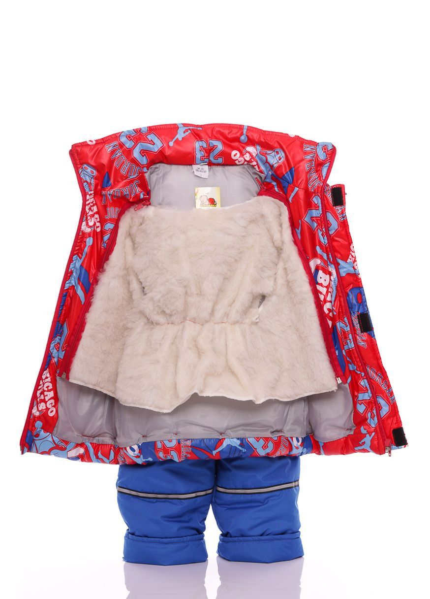 Червоний зимній комбінезон для хлопчика на холлофайбері з принтом chicago bulls стиль червоний 92 см (33906) BABYKROHA