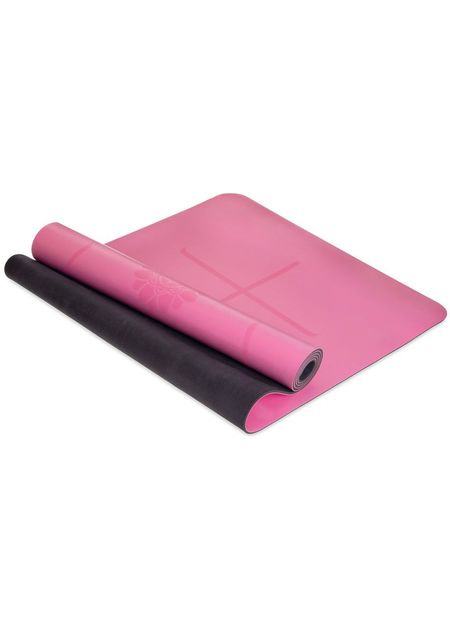 Коврик для йоги с разметкой PU, RB 5мм (размер 183x68x0,5см, Полиуретан (PU), Резина (RB), Розовый) Record (361439525)