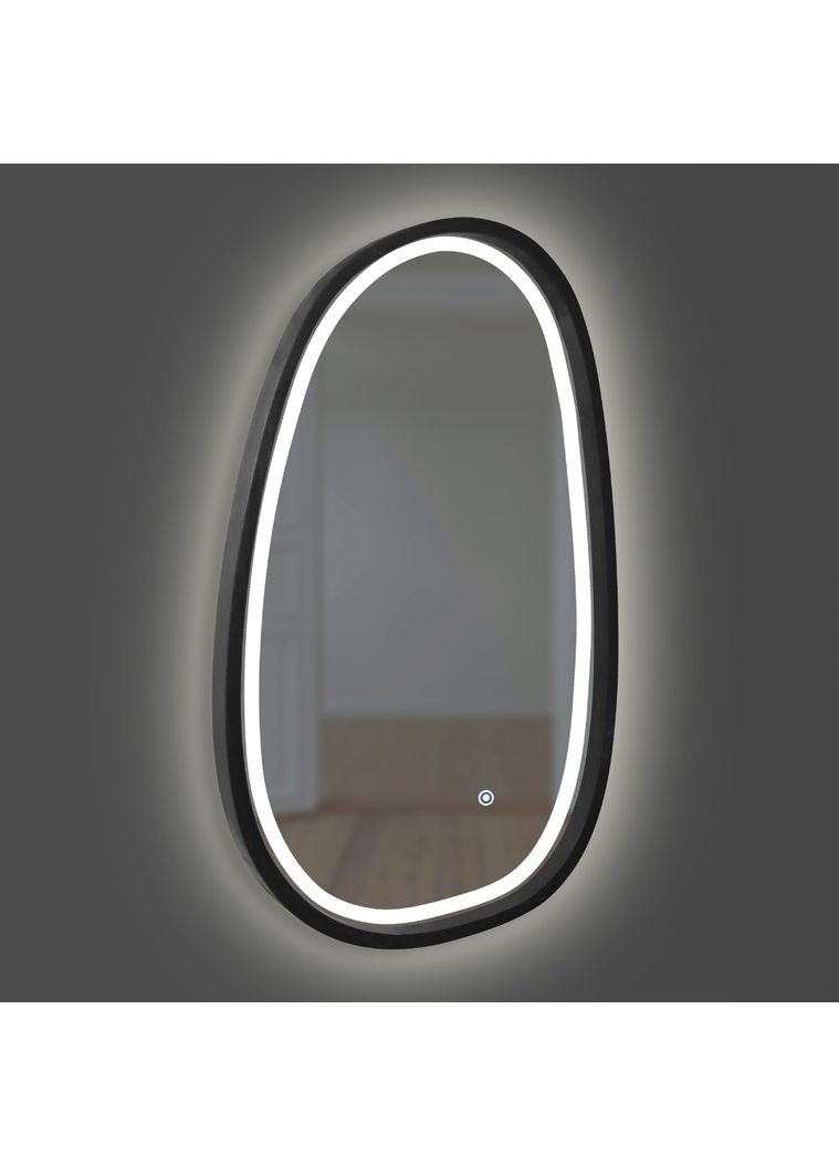 Зеркало ассиметричное деревянное с LED-подсветкой Black Ясень 55x85 см. Luxury Wood Dali (369547148)