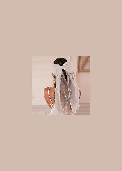 Заколка бант весільна для волосся біла No Brand (317299778)