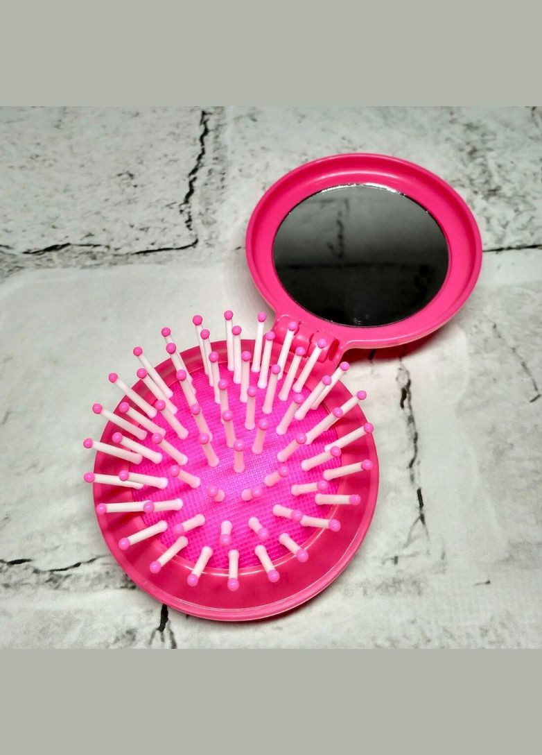 Щітка для волосся дитяча для дівчинки гребінець з дзеркалом 2в1 розкладачка Стіч 6х6,5 см Малинова No Brand (337176971)
