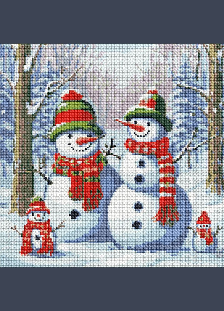 Алмазна мозаїка Чарівні сніговики з голограмними стразами Ідейка 40 х 40 AMO7962 IDEYKA (354828653)