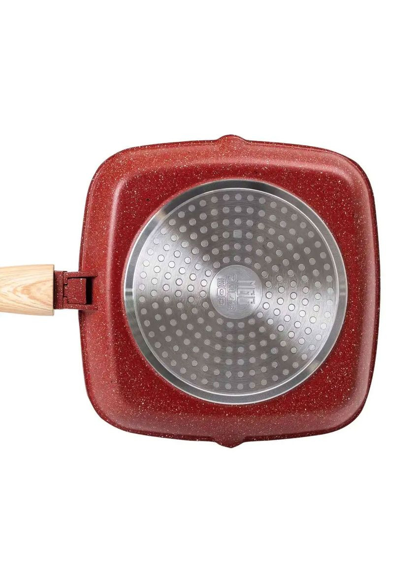 Алюмінієва сковорода-гриль 24 см зі скляною кришкою Square Red HP-4-461R MGC (353505457)