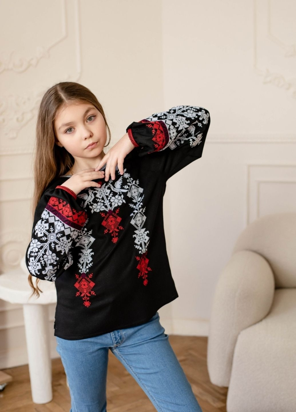 Чёрная рубашка Vyshyvanka узор украинская символика (331022702)