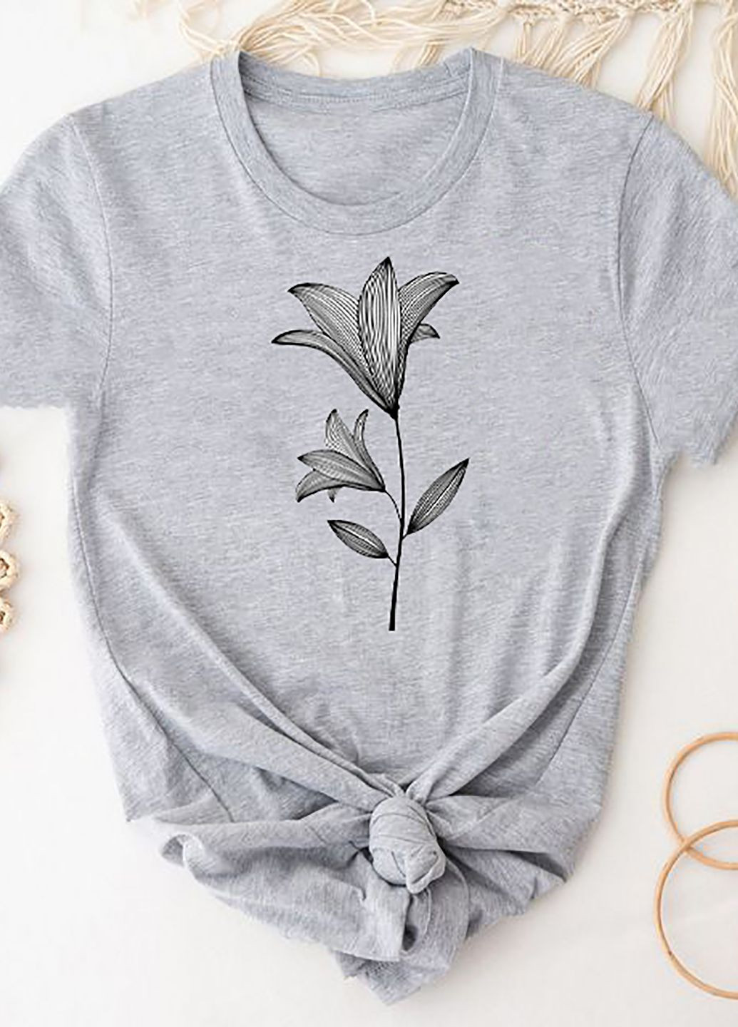 Сіра демісезон футболка жіноча сіра sprig of black lily Love&Live
