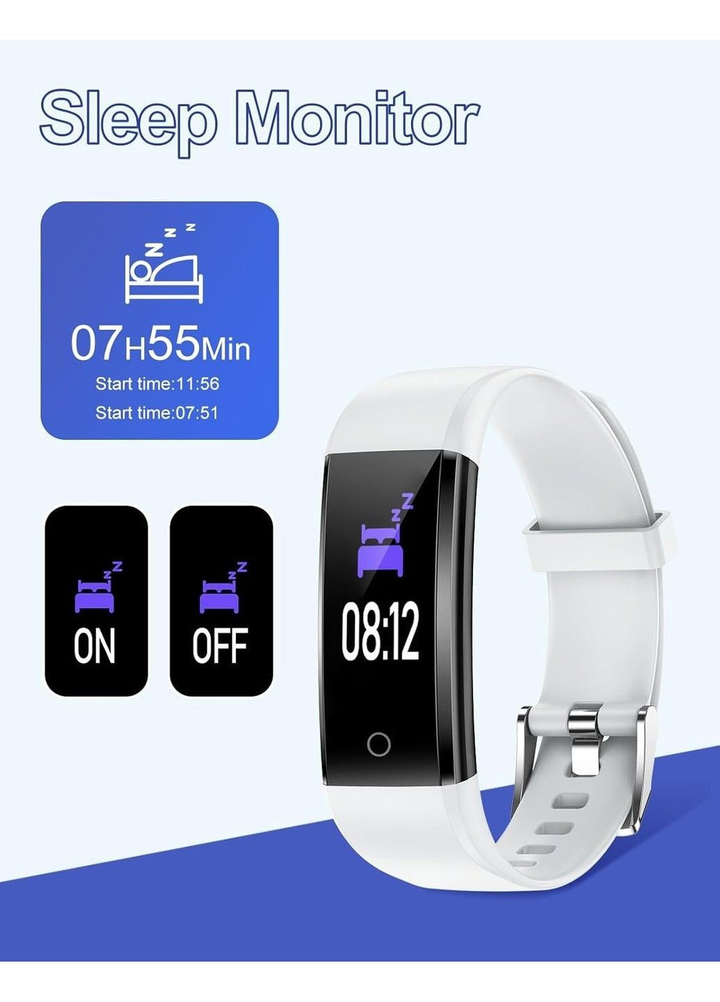 Фитнес-трекер со счетчиком ПКМ калорий белый Grv