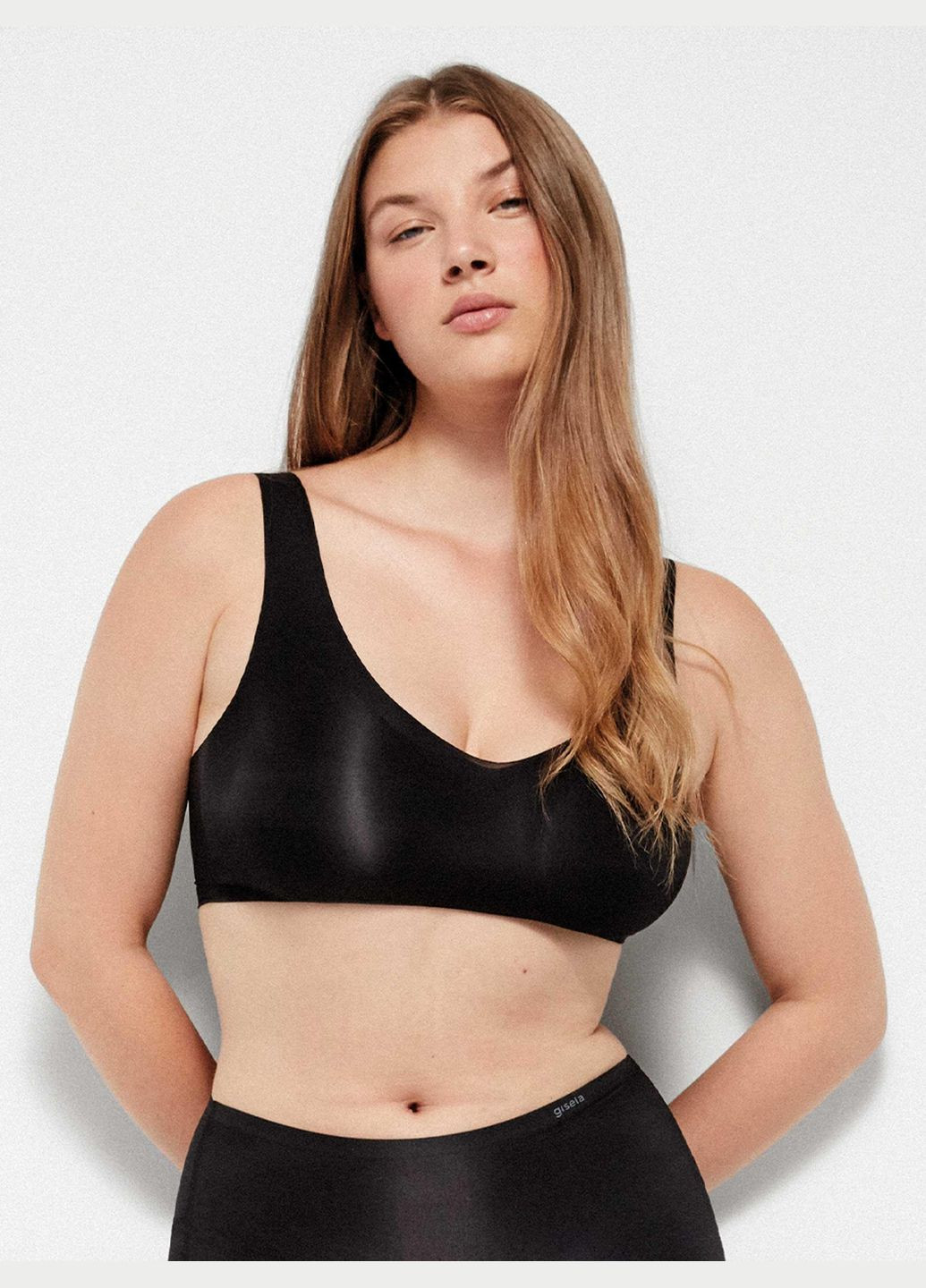 Чёрный бюстгальтер со съемными вкладышами без косточек xxl black (черный) (арт 10026t) Gisela