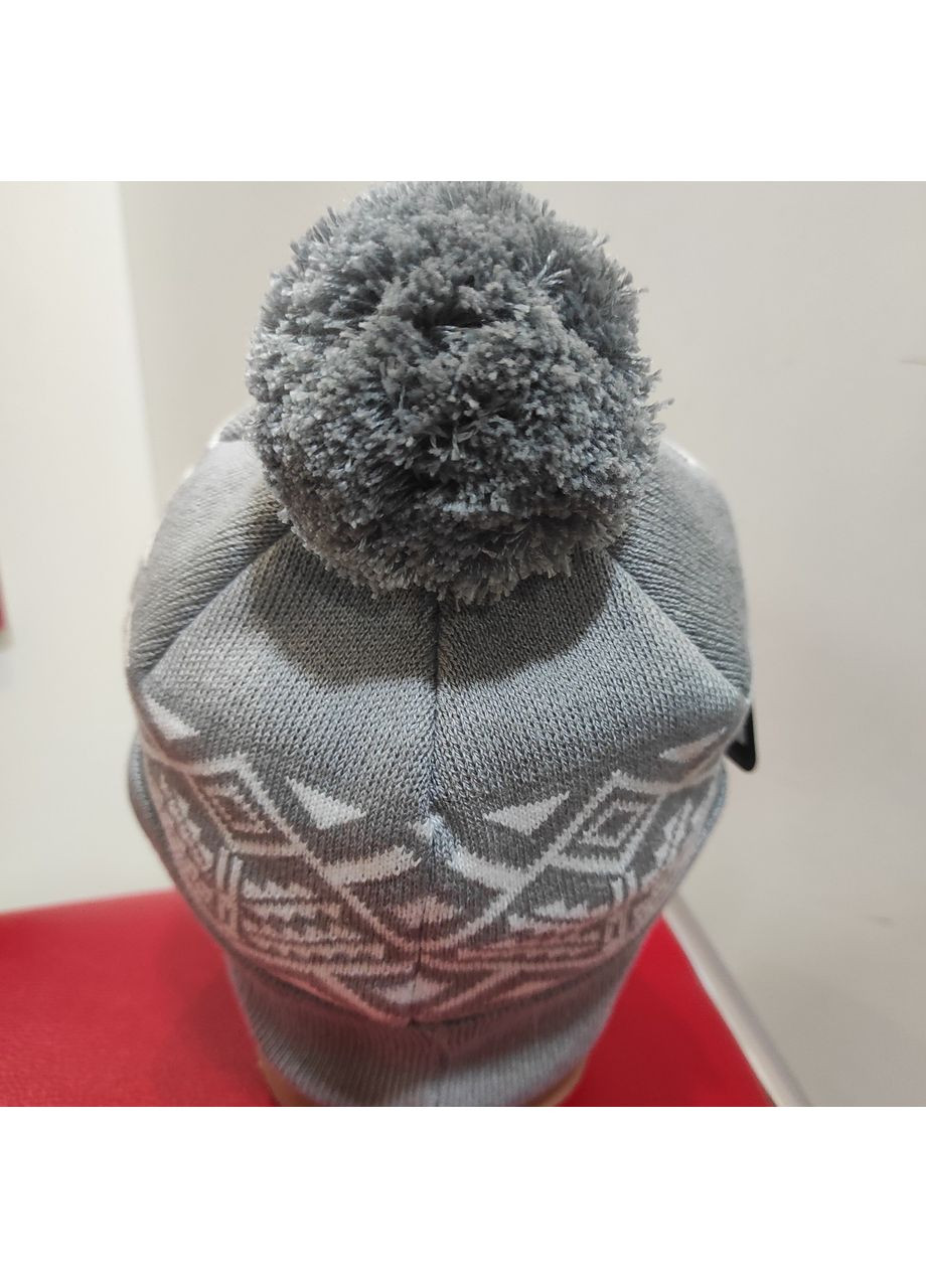 Шапка чоловіча на флісі з помпоном орнамент тепла сіра No Brand (370709096)