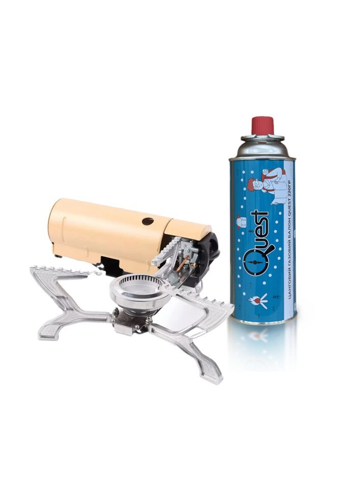 Набор Газовая горелка 99+ Газовый баллон цанговый бутановый Quest, 220гр BRS (368669588)