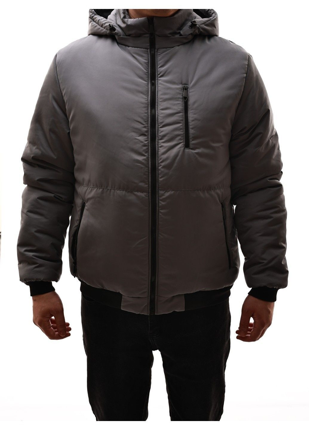 Темно-серая куртка зимняя мужская Sport