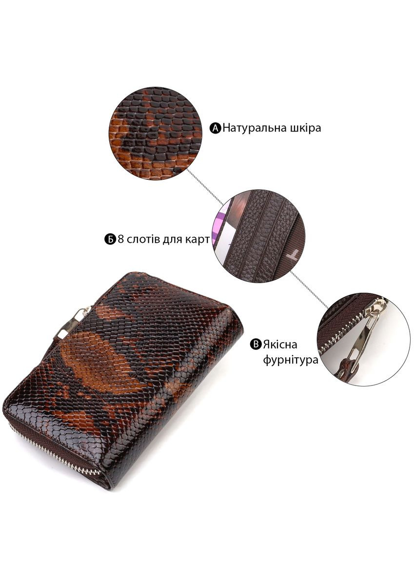 Жіноче портмоне зі шкіри з тисненням під змію та монетницею на кнопці різнокольорове (sku_21714) No Brand (328218648)
