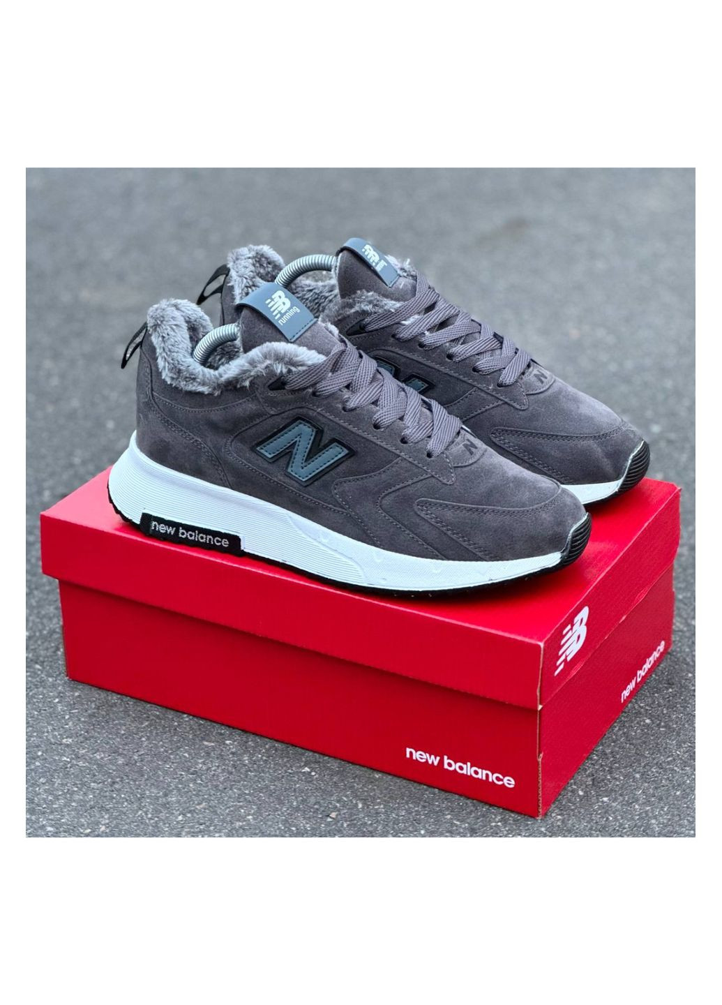 Сірі Зимовий стильні кросівки з хутром No Brand
