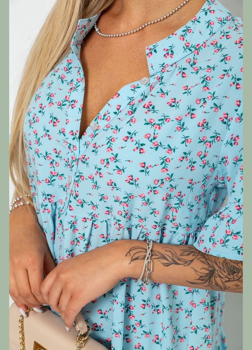 Голубое платье с цветочным принтом,, 102r5251-1 Ager