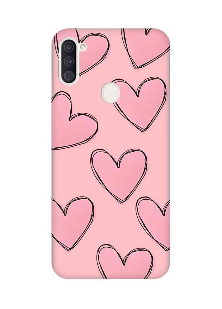 Матовый чехол на Samsung Galaxy A11 Сердечка розовые (принт 78) Creative (359495375)