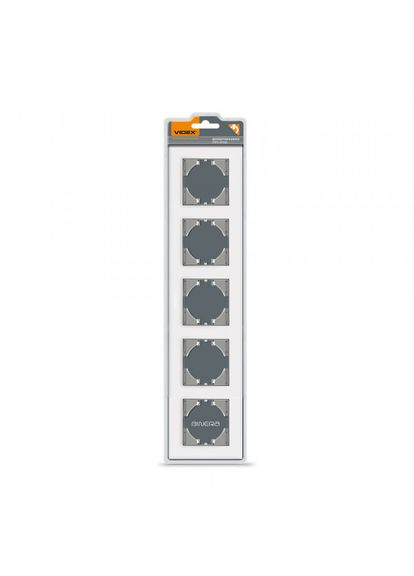 Рамка белое стекло на 5 мест горизонтальная BINERA Videx (366298252)