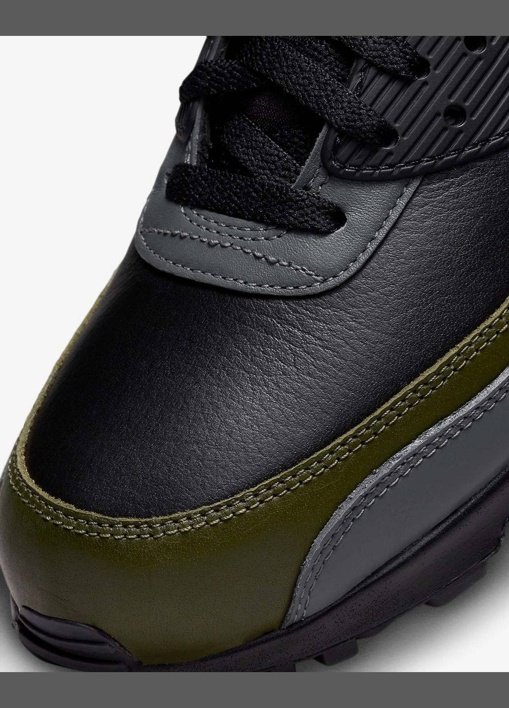 Зелені всесезон кросівки чоловічі air max 90 gtx dj9779-001 весна-осінь шкіра текстиль мембрана чорно-зелені Nike