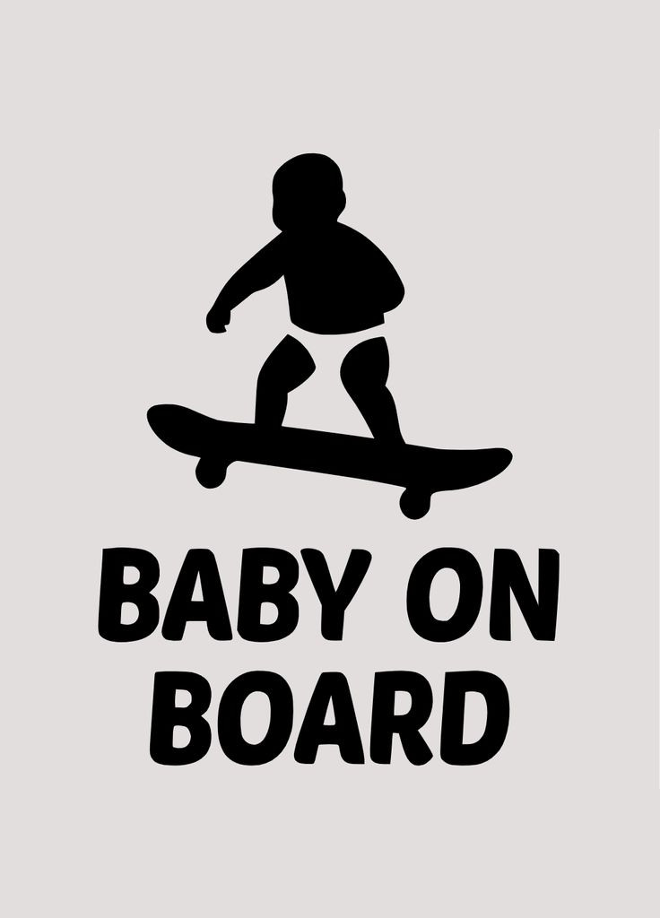 Виниловая наклейка на автомобиль Baby on Board - Скейтбордист и монтажная пленка 10x7 см No Brand (317753749)