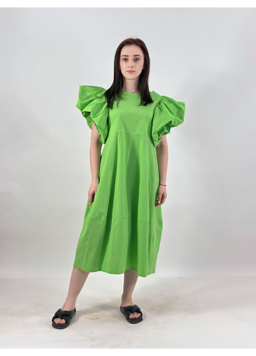 Салатова сукня з пишними рукавами Timiami