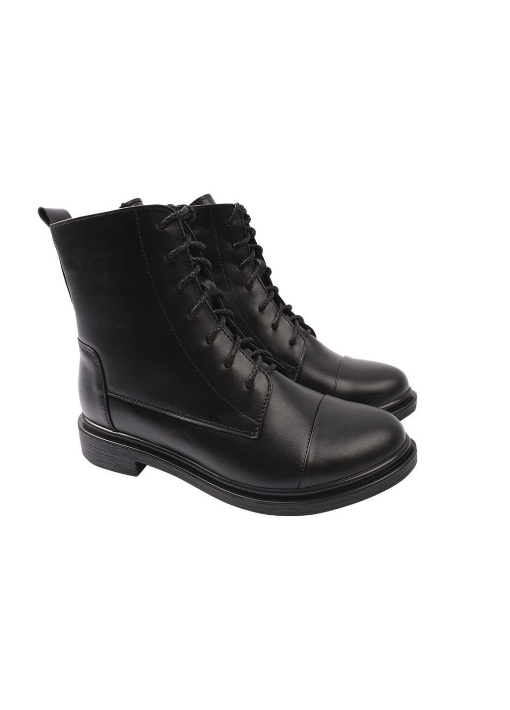 ботинки  женские из натуральной кожи, на низком ходу, на шнуровке, черные, SAVIO