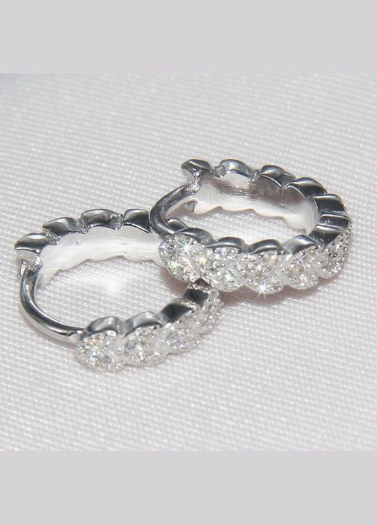 Срібні S925 сережки колос з камінням фіанітів, срібні кульчики круглі на кожен день, подарунок дівчині СС7 Etre (292401683)