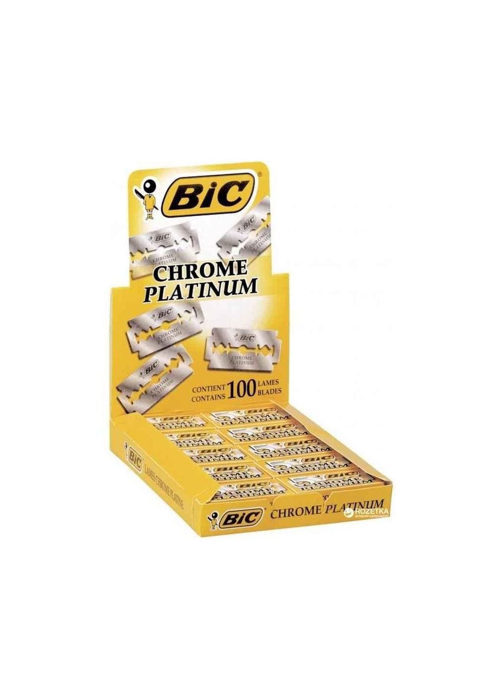 Леза для гоління 100шт Chrome Platinum (20пач*5лез) коробка ТМ Bic (304262846)