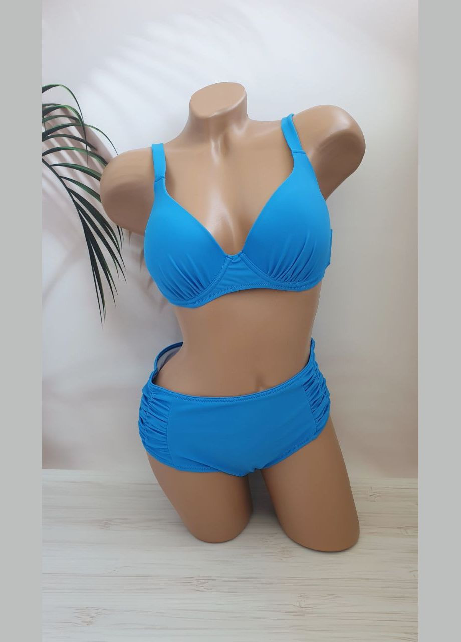 Голубой летний женский раздельный купальник раздельный No Brand