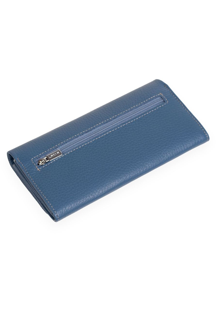 Великий жіночий гаманець 2014-093 синій з натуральної шкіри Karya (261481840)