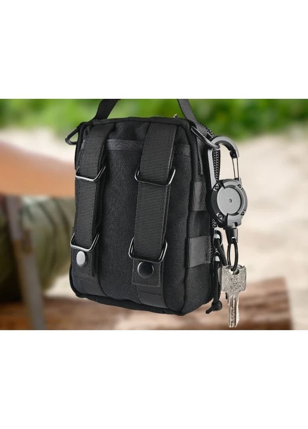 Карабін-брелок з висувним тросом 68 см Чорний No Brand (349744699)